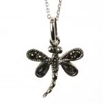 Sterling Silver Marcasite Abalone Dragonfly Stud Earring & Necklace Set - Image 3